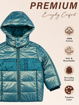 Baby Boys Polyester Quilted Hooded Jacket with Full Sleeves, Standard Length and Comfortable Winter Outerwear