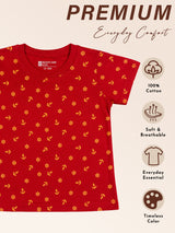 Baby Boys 100% Cotton Round Neck Half Sleeve Printed T-Shirt with Breathable Fabric and Regular Fit - Pack of 1
