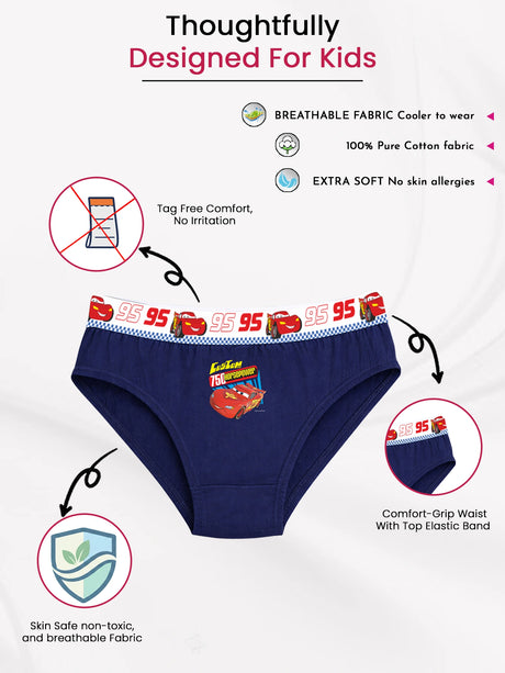 Boys Cars Brief Top Elastic Pack of 4