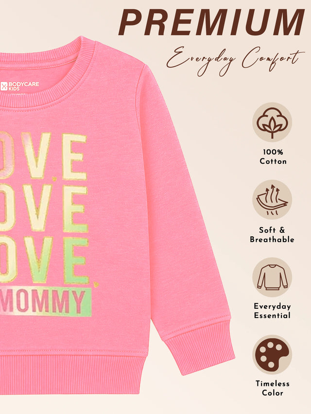 Baby Girls Round Neck Full Sleeve Sweatshirt for Comfortable Casual Wear, Everyday Styling and Regular Use