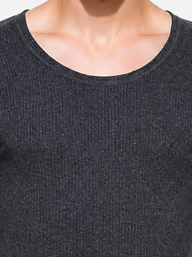 Men Thermal Top with Round Neck and Full Sleeves for Winter Wear, Warm Base Layer Comfort and Regular Use