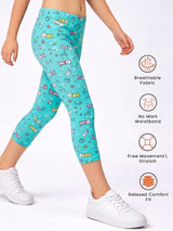 Girls Printed Capri with Easy Movement Fit, Casual Bottom Wear Comfort and Everyday Wardrobe Essential Styling