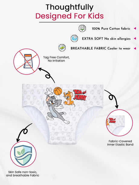 Boys Tom & Jerry Brief Inner Elastic Pack of 5