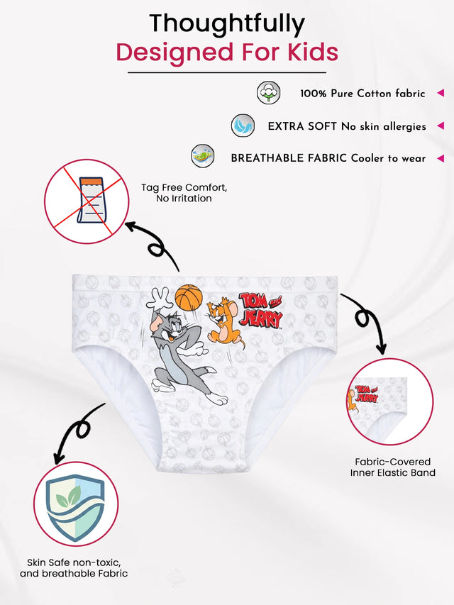 Boys Tom & Jerry Brief Inner Elastic Pack of 5 - Bodycare