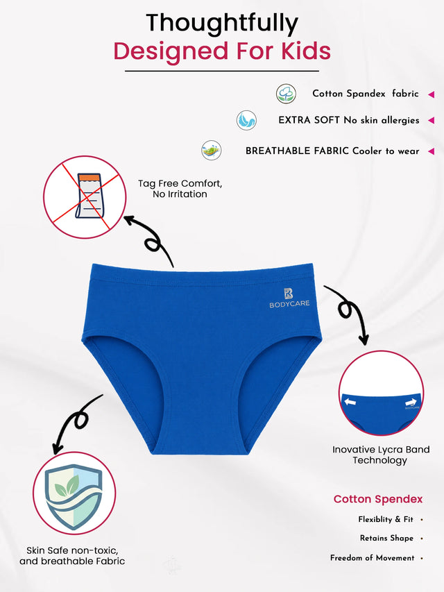 Girls Cotton Spandex Innerwear Panty with Inner Elastic for Comfortable Fit, Everyday Support and Wardrobe Essentials - Pack of 6