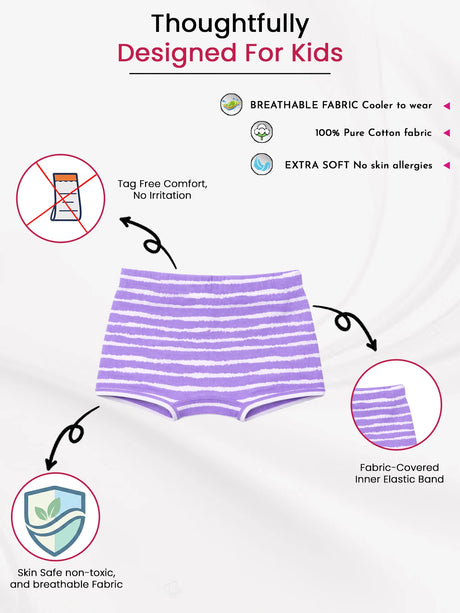 Girls 100% Cotton Boyshorts Inner Elastic Pack of 3 - Bodycare