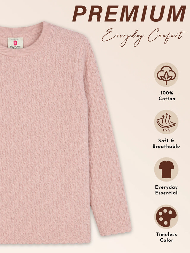 Girls Round Neck Full Sleeves Sweater with Comfortable Winter Wear Styling, Smart Casual Use and Easy Comfort