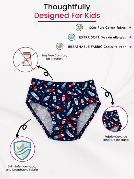 Boys 100% Cotton Brief Inner Elastic Pack of 3