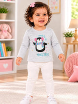 Baby Girls Interlock Cotton T-Shirt with Soft Breathable Fabric and Regular Fit for Everyday Casual Wear