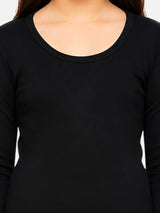 Girls Rib Eyelit Round Neck Full Sleeves Thermal Top