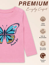 Baby Girls Shoulder Open T-Shirt Full Sleeves Casual Wear Top for Easy Dressing, Playtime and Regular Use