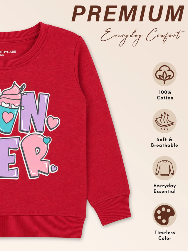 Baby Girls Round Neck Full Sleeve Sweatshirt for Easy Casual Styling, Regular Wear and Comfortable Movement