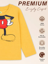 Baby Boys Mickey & Friends Interlock T-Shirt Round Neck Full Sleeves Warm Wear Top with Regular Fit Comfort