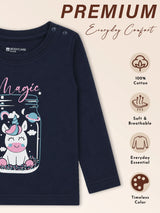 Baby Girls Shoulder Open T-Shirt Full Sleeves Casual Wear Top for Easy Dressing, Playtime and Regular Use