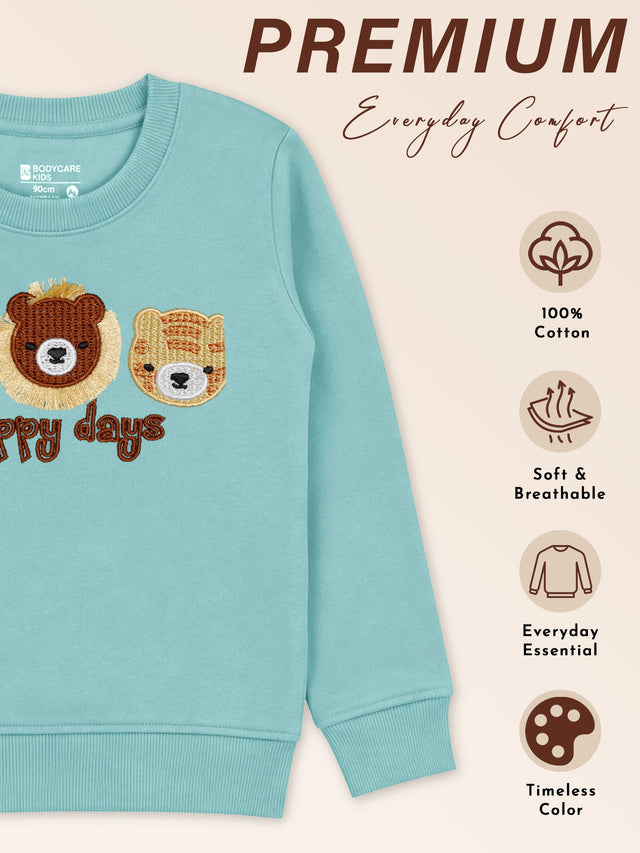 Baby Boys French Terry Printed Sweatshirt Pullover with Full Sleeves and Soft Cotton Fabric for Winter Wear