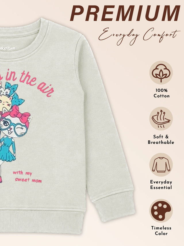 Baby Girls Round Neck Full Sleeve Sweatshirt for Regular Casual Comfort, Easy Styling and Wardrobe Use