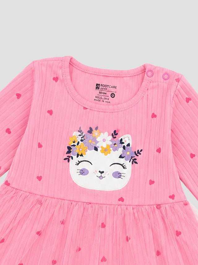 Baby Girls Lycra Rib Frock with Regular Fit for Casual Wear, Easy Movement, Everyday Comfort and Regular Use