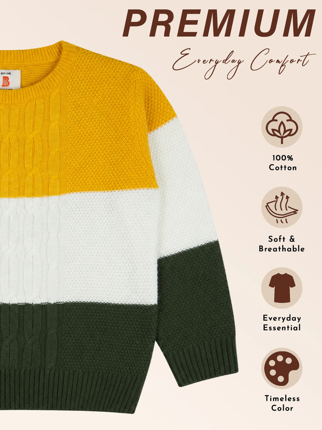 Boys Polyester Blend Round Neck Full Sleeves Sweater with Comfortable Winter Wear Styling and Casual Use