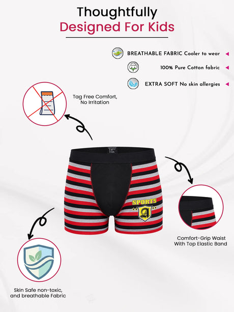 Boys Cotton Spandex Trunk Stretch Lycra Band Pack of 4