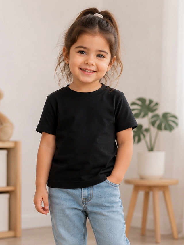 Baby Girls Cotton Round Neck Half Sleeve T-Shirt for Casual Wear, Lounge Comfort and Everyday Wardrobe Use - Pack of 2