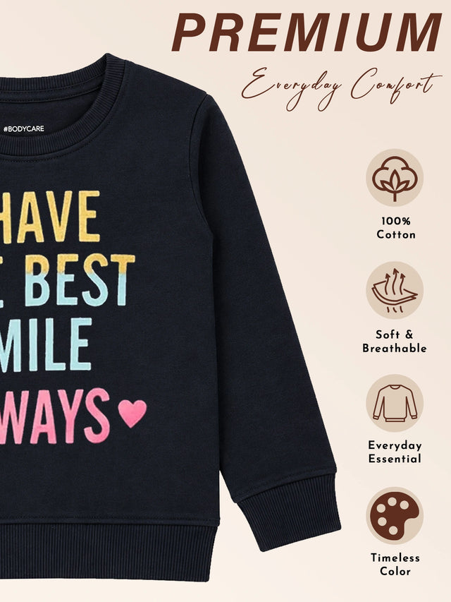Baby Girls Round Neck Full Sleeves Sweatshirt for Casual Wear, Lounge Comfort and Everyday Wardrobe Use