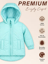 Baby Girls Polyester Quilted Hooded Winter Jacket with Full Sleeves and Comfortable Outerwear Styling