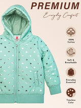 Girls Polyester Quilted Hooded Winter Jacket with Full Sleeves and Comfortable Outerwear Styling for Regular Use