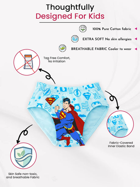Boys Justice League 100% Cotton Brief Inner Elastic Pack of 3