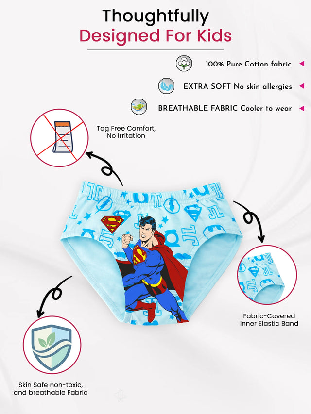 Boys 100% Cotton Brief with Inner Elastic for Everyday Innerwear Comfort and Wardrobe Use - Pack of 3