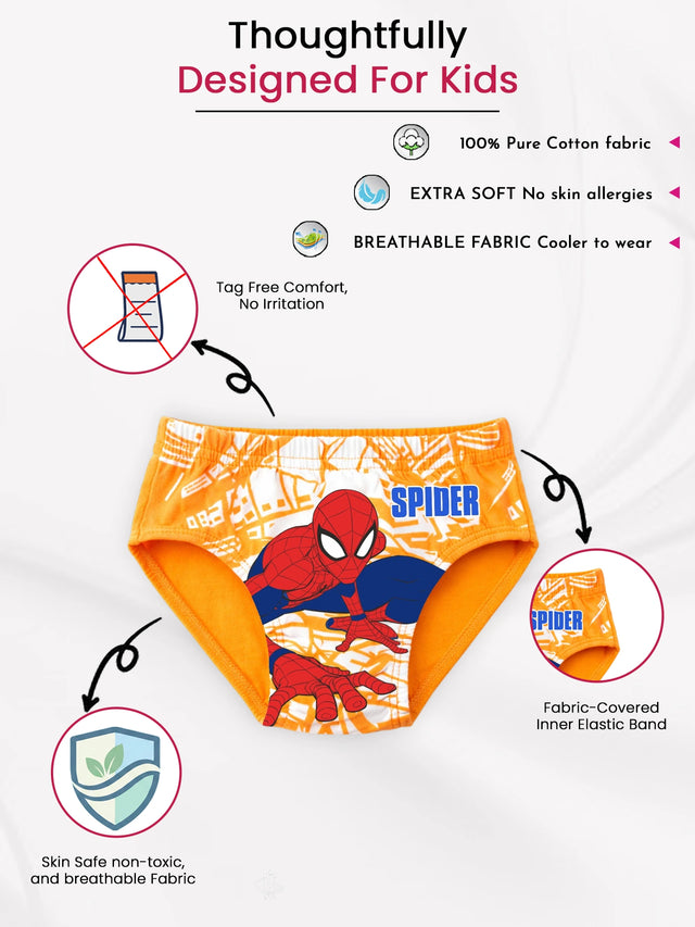Boys 100% Cotton Brief with Inner Elastic for Everyday Innerwear Comfort and Regular Essentials - Pack of 3