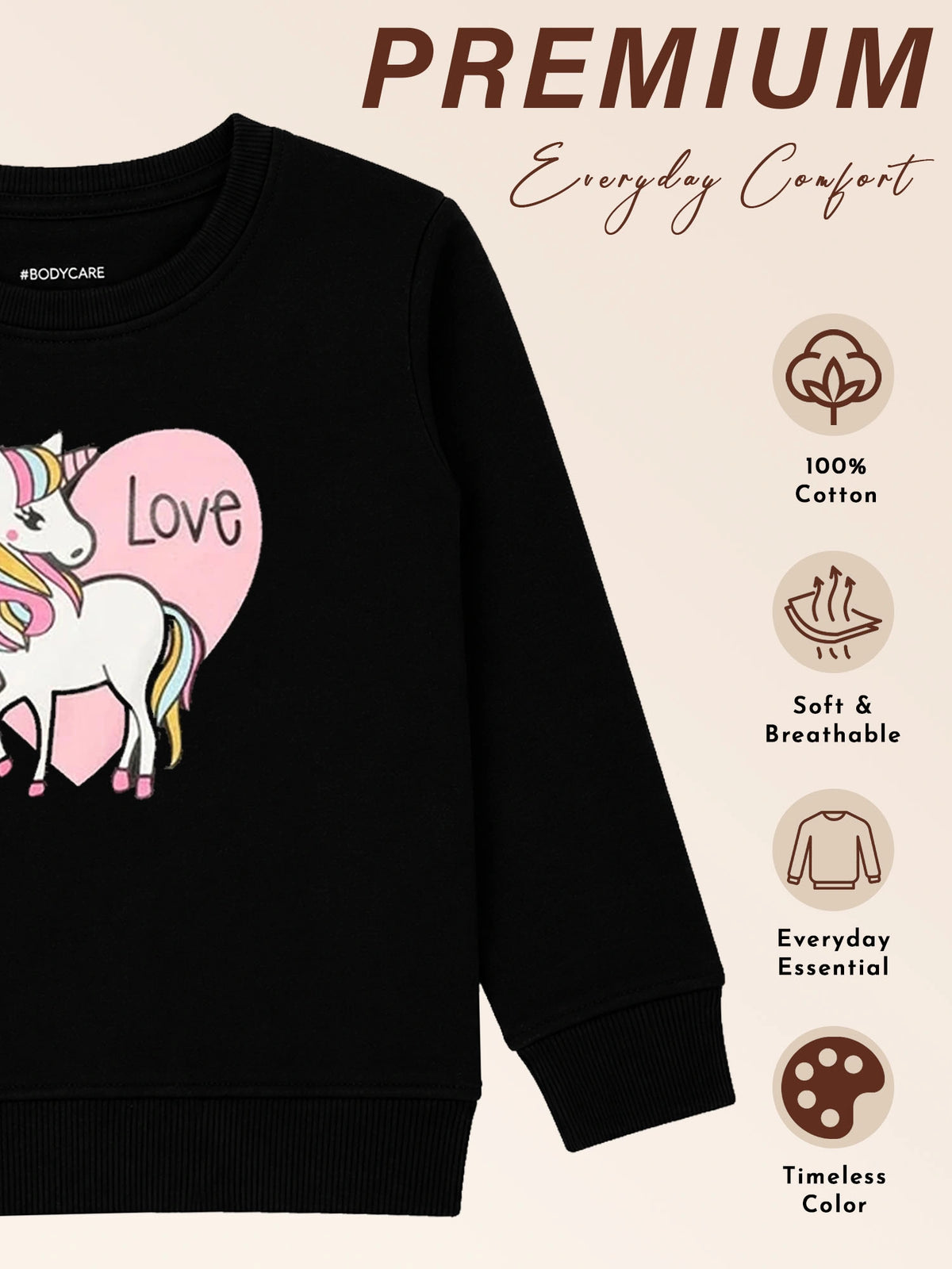 Baby Girls Round Neck Full Sleeve Sweatshirt for Regular Casual Wear, Easy Styling and Comfortable Movement