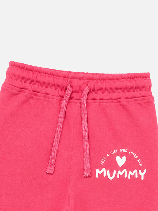 Baby Girls Interlock Track Pant with Printed Regular Fit for Casual Wear, Lounge Comfort and Easy Movement