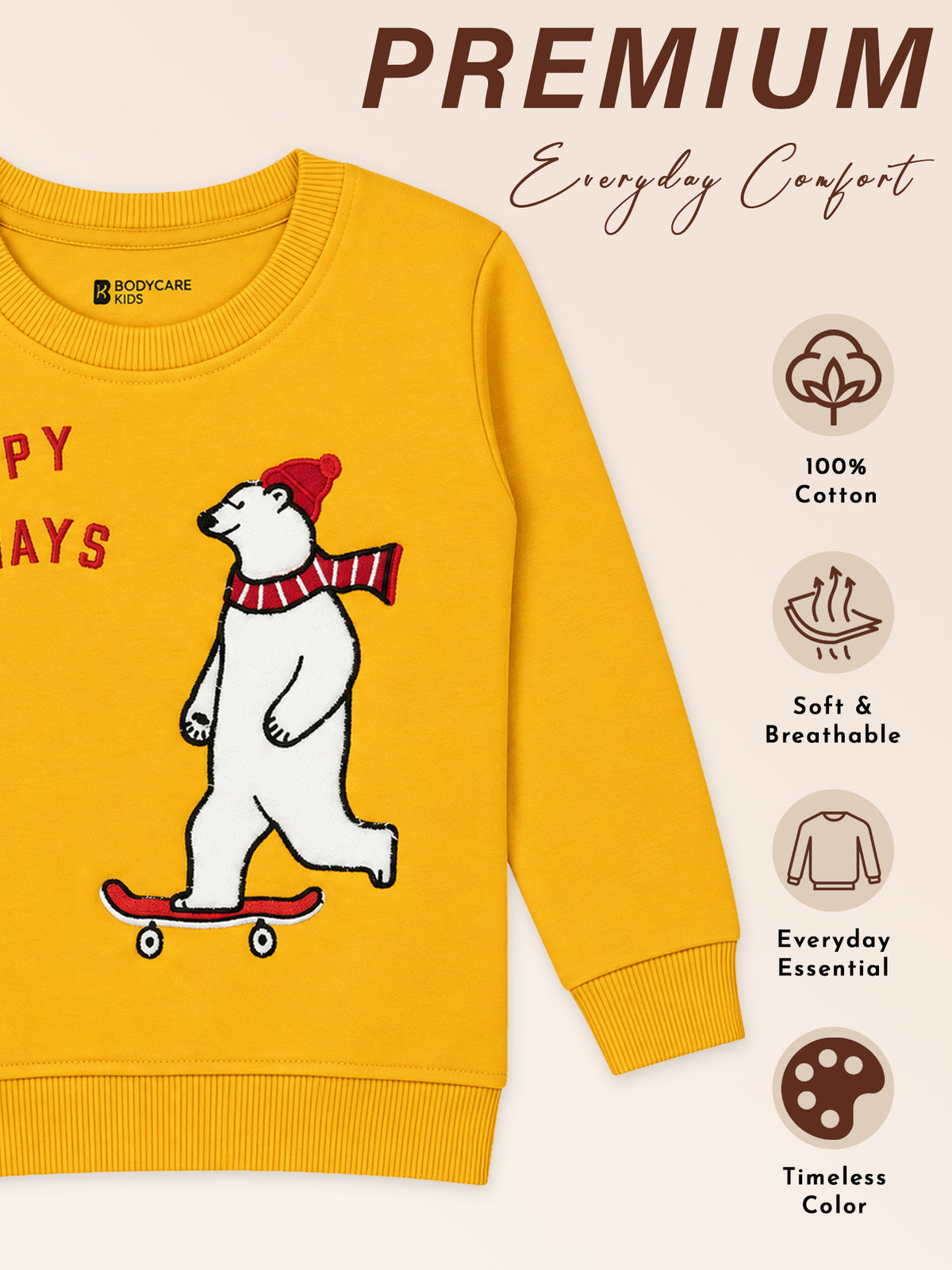 Baby Boys Round Neck Full Sleeve Sweatshirt for Regular Casual Wear, Comfortable Styling and Wardrobe Use