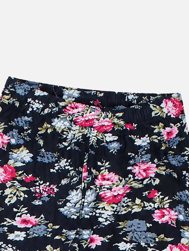 Girls 100% Cotton Printed Track Pant with Side Pockets for Casual Wear, Lounge Comfort and Easy Movement