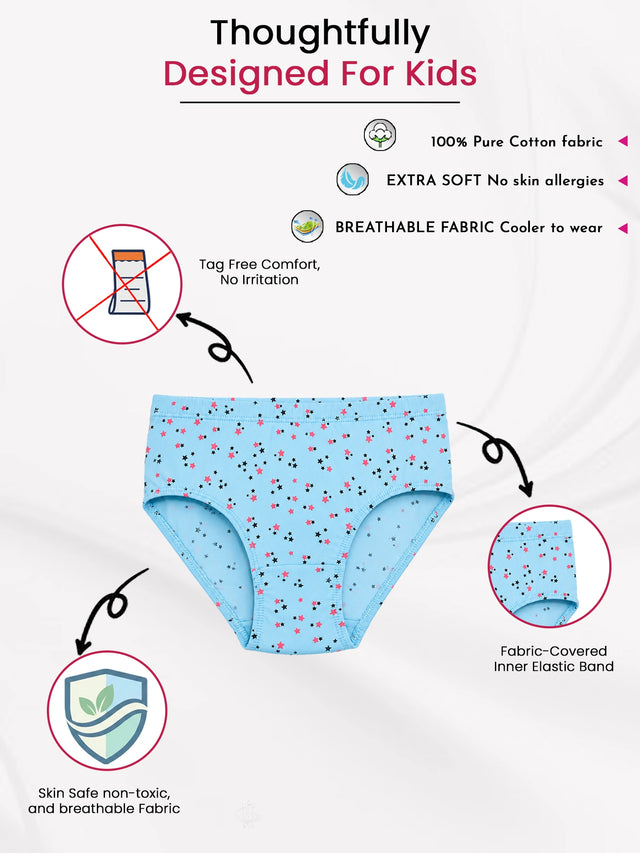 Girls Innerwear Panty Inner Elastic for Everyday Innerwear Comfort, Secure Fit and Regular Use - Pack of 4