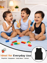 Unisex Baby 100% Cotton Sleeveless Vest with Round Neck, Cute Prints and Breathable Innerwear Comfort - Pack of 3