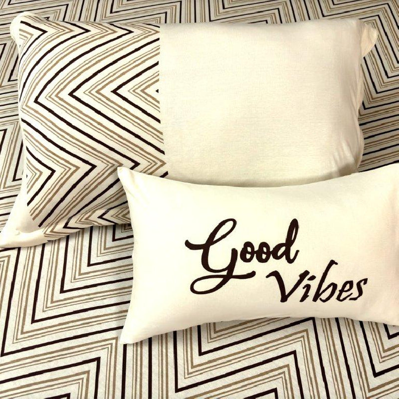 King Size Cotton Bedsheet Chevron Salmon Pink