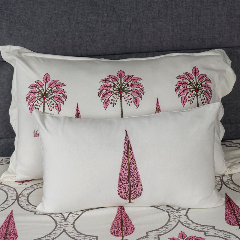 Bodycomfy 100% Cotton Hosiery King Size Fitted Bedsheet – Botanical Palm & Cypress Print