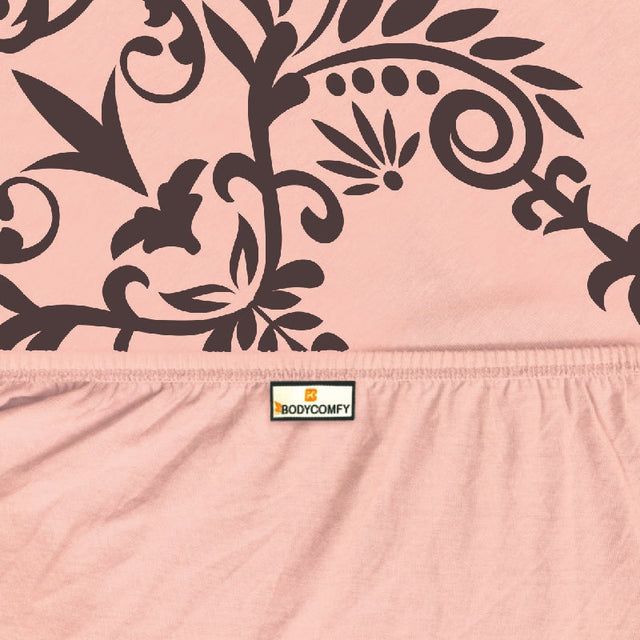 King Size Cotton Bedsheet Brown Ornamental Print - Bodycare