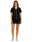 Women's Single Jersey Night Suit - Black - XL