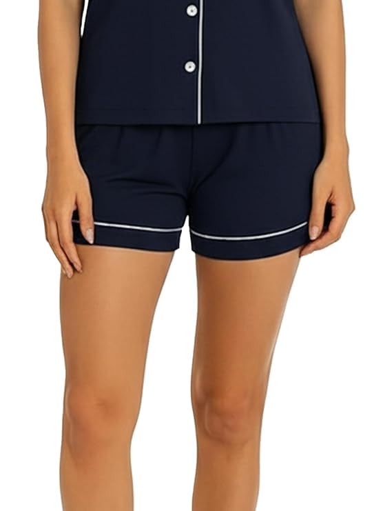 Women's Single Jersey Night Suit - Navy - XL