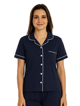 Women's Single Jersey Night Suit - Navy - XL