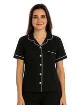 Women's Single Jersey Night Suit - Black - XL