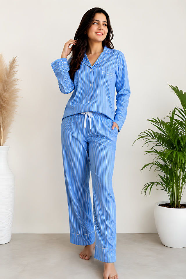 Bodycomfy Women's Polyester Night Suit - Blue