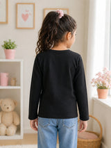 Girls Solid Cotton Round Neck Full Sleeve T-Shirt with Regular Fit for Casual Wear and Everyday Comfort - Pack of 1