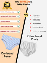 Girls Innerwear Panty Cotton Spandex Full Coverage Brief with Inner Elastic for Everyday Comfort - Pack of 3