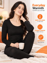 Women Thermal Top Round Neck Full Sleeves for Winter Layering, Comfortable Coverage and Cold Weather Essentials - Pack of 1