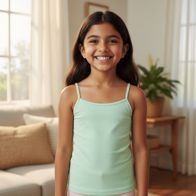 Girls 100% Cotton Vest Sleeveless Stretch Pack of 2 - Bodycare