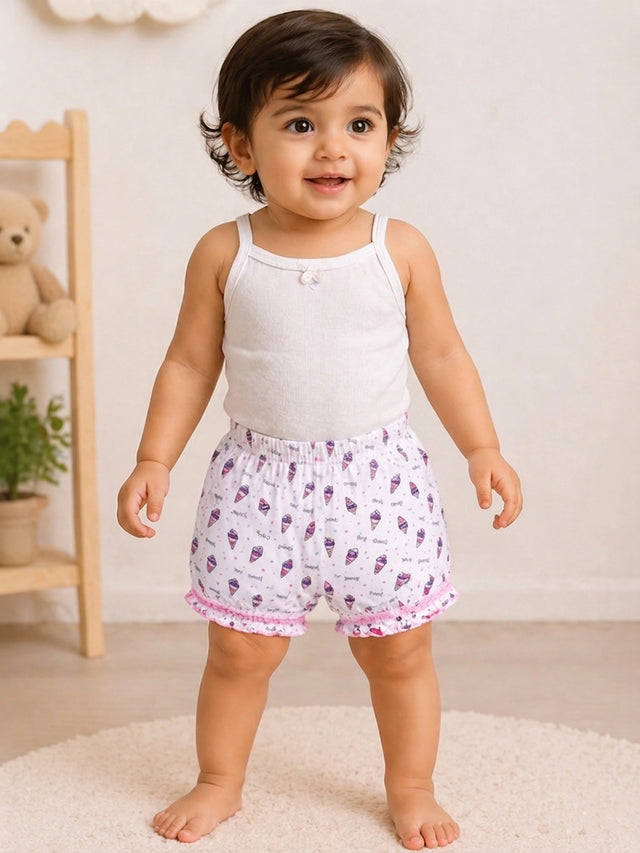 Girls Bloomer with Attached Elastic for Everyday Innerwear Comfort, Easy Movement and Regular Use - Pack of 3