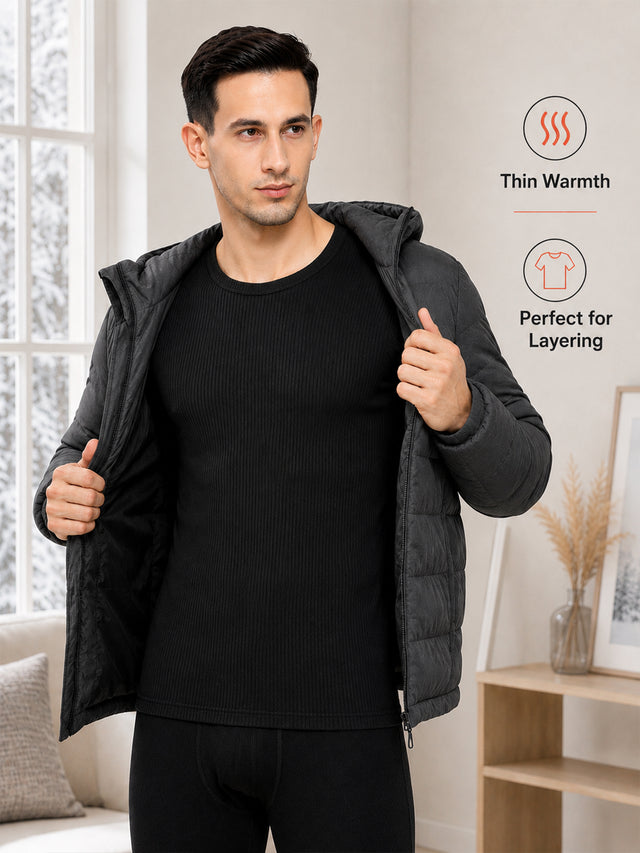 Men Antibacterial Thermal Top with Crew Neck and Full Sleeves for Winter Base Layering and Cold-Weather Comfort - Pack of 1